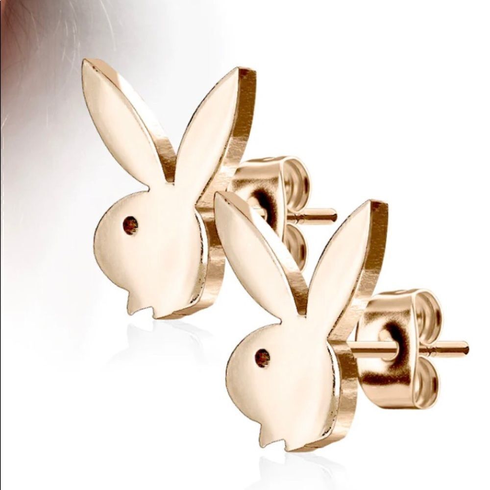 EARRINGS! Playboy Bunny “Rosegold” Stainless Steel Earrings BNWOT